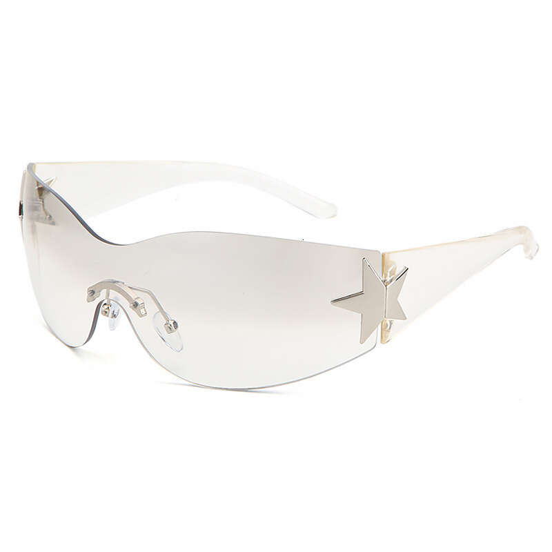 European And American New Y2k Millennial Hot Girl Rimless Pentagram Integrated Pilot Sunshade Sunglasses For Women outdoor glasses
