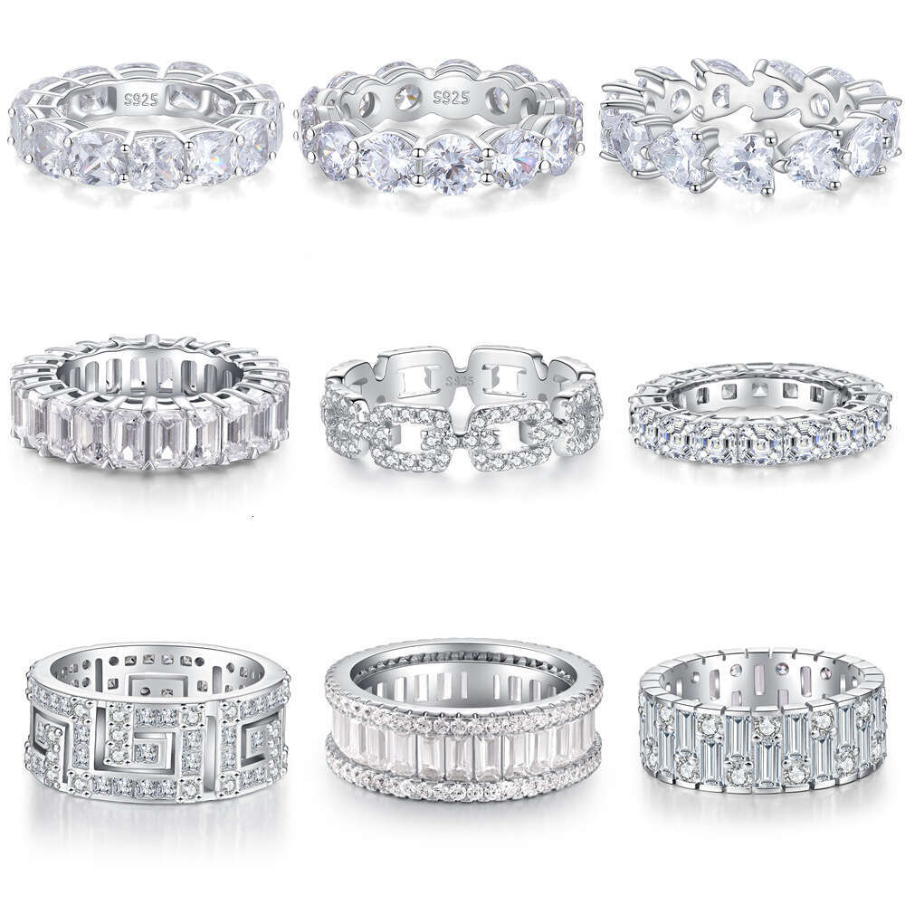 Ring Luxury Jewelry Exquisite Flower Shaped Adjustable Zircon Ring For Women High Carbon Diamond Radiant Ice Cut Zircon Wood Color Style Pure Silver E