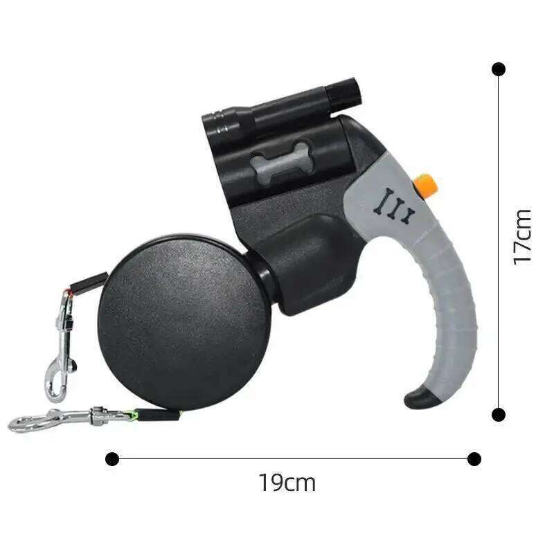 Auto Retractable Double-Headed Dog Leash 3M for 2 Dogs with LED Flashlight 360 Degree Dual Traction Rope Pet Supplies