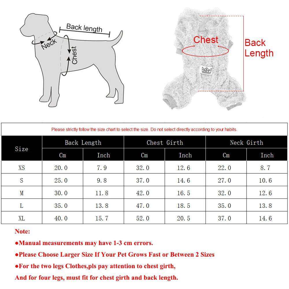 Winter Warm Jumpsuit For Small Medium Dogs Cats Soft Cozy Fleece Dog Clothes Cat Costumes Yorkshire Chihuahua Pet Clothing