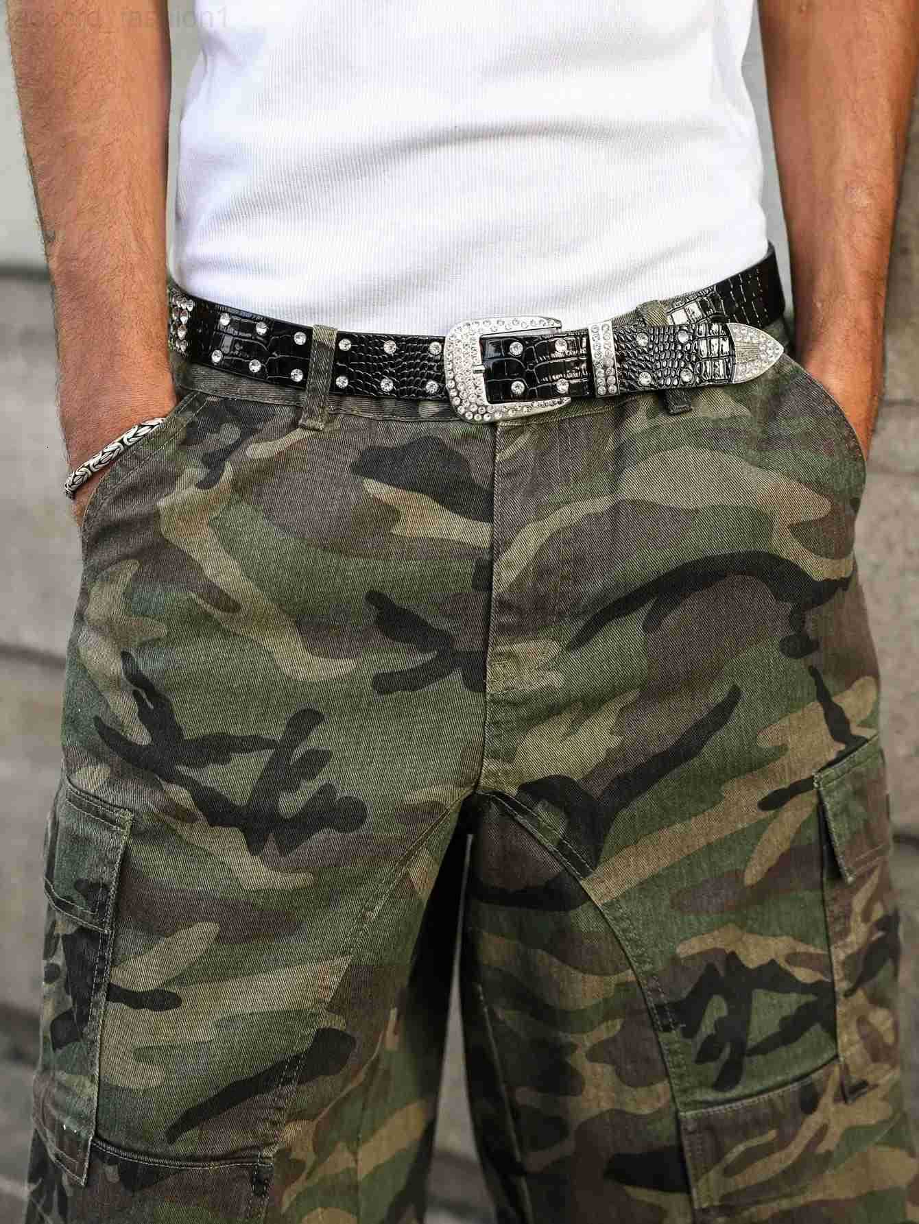 Mens summer denim shorts Camouflage cargo pants Multi - pocket design Street fashion trend Daily leisure H260330