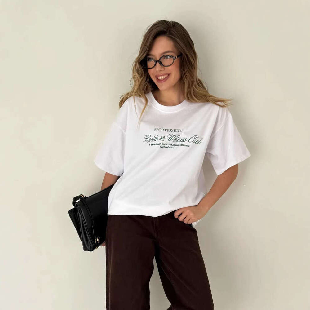 Summer New Casual Versatile Elegant Cotton Short Sleeve T Shirt Lazy Style Fun Commuter Top Ins