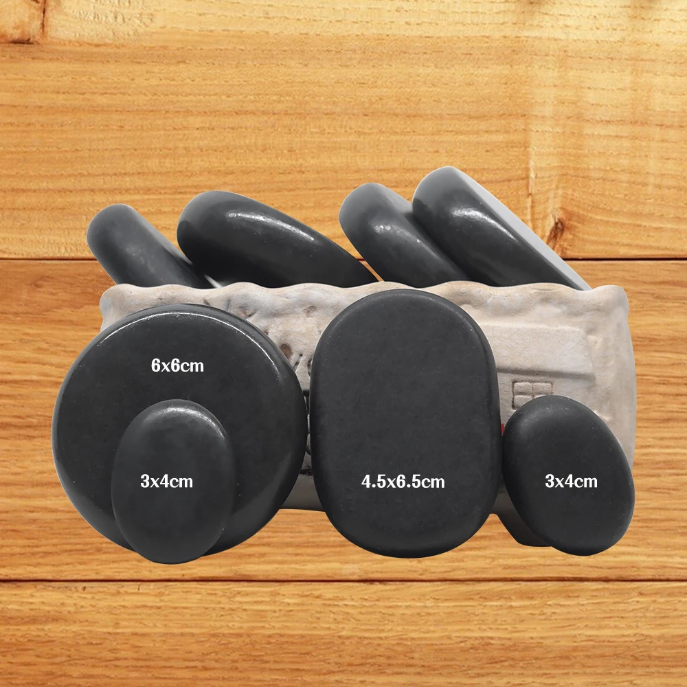 Tontin 20pcs/set Stone Massage Set Heater Box Relieve Stress Back Pain Health Care Lava Basalt round massage tool Stones 260316