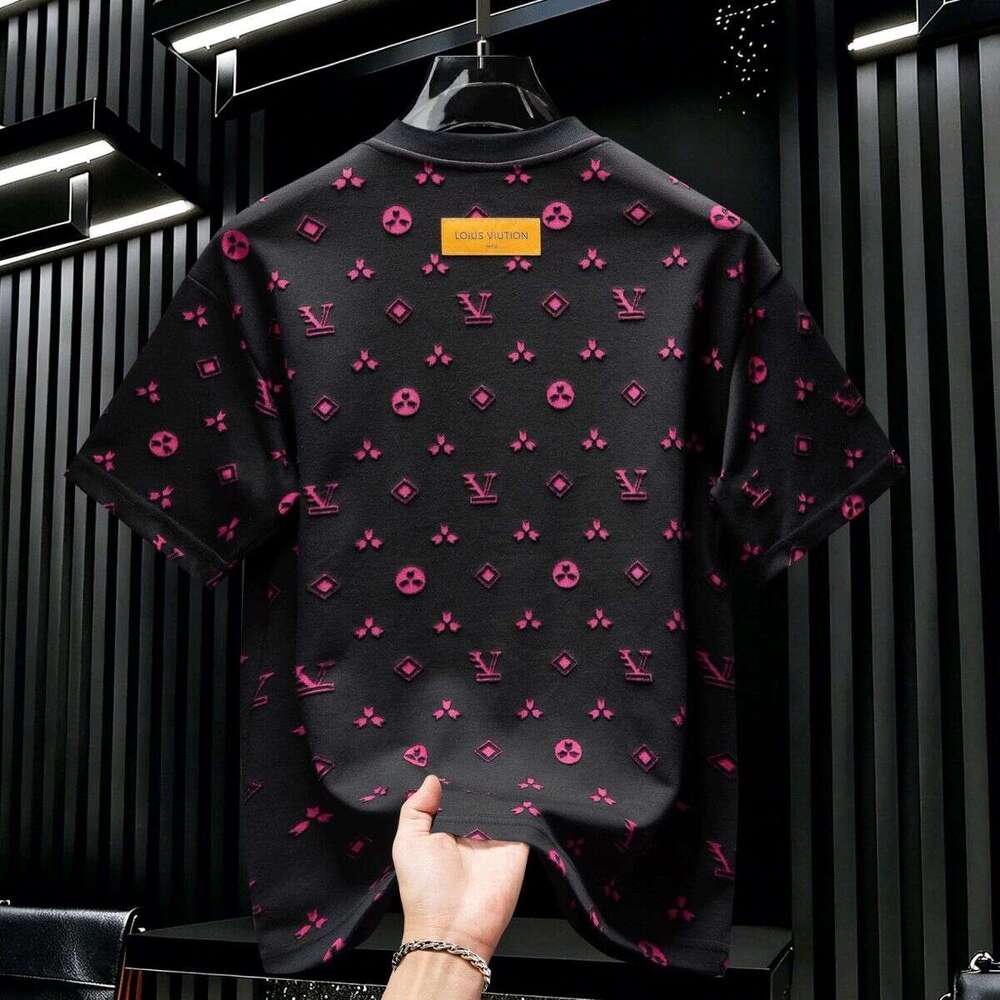 American-Style Light Luxury Short-Sleeve T-Shirt For Men, 2026 Summer New Slim-Fit High-End Letter Foam Print Half-Sleeve Top Asia Size