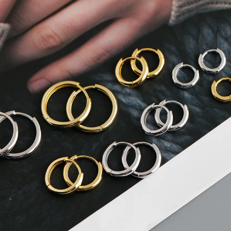 WANTME Real 925 Sterling Silver Minimalist Bohemian Round Ear Buckle for Women Punk Unisex Rock Hoop Earring Jewelry Accessories 260323