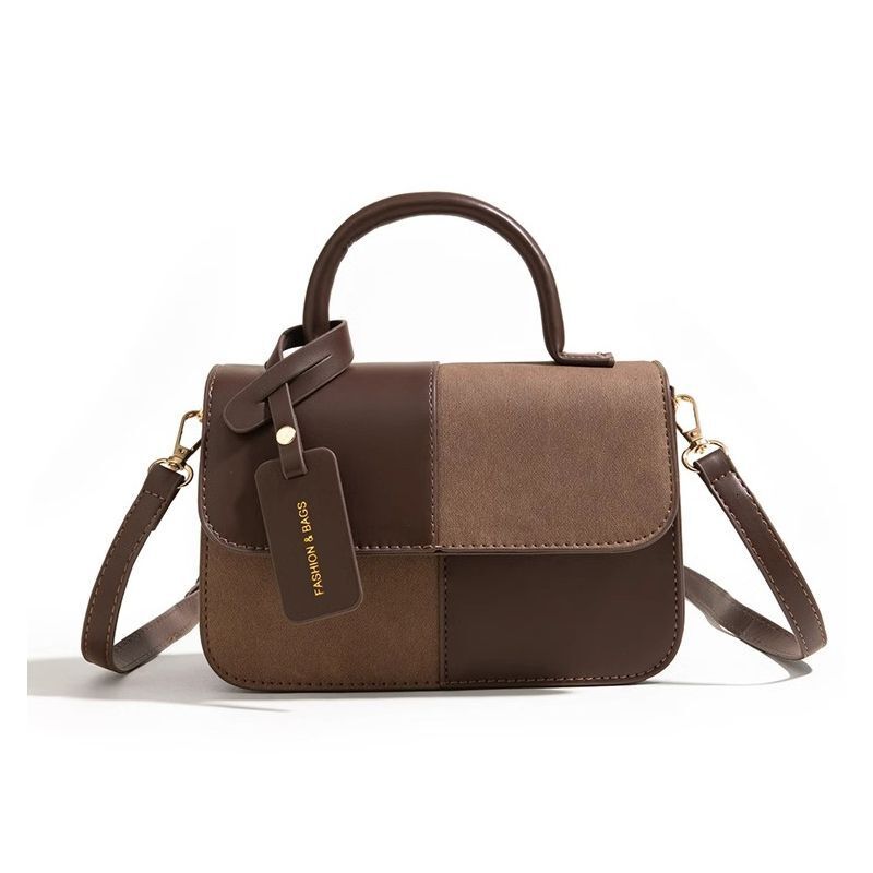 High-End for Women 2025 New Fashion Versatile Shoulder Crossbody Casual Color-Block Stitching Handheld Small Square Bag