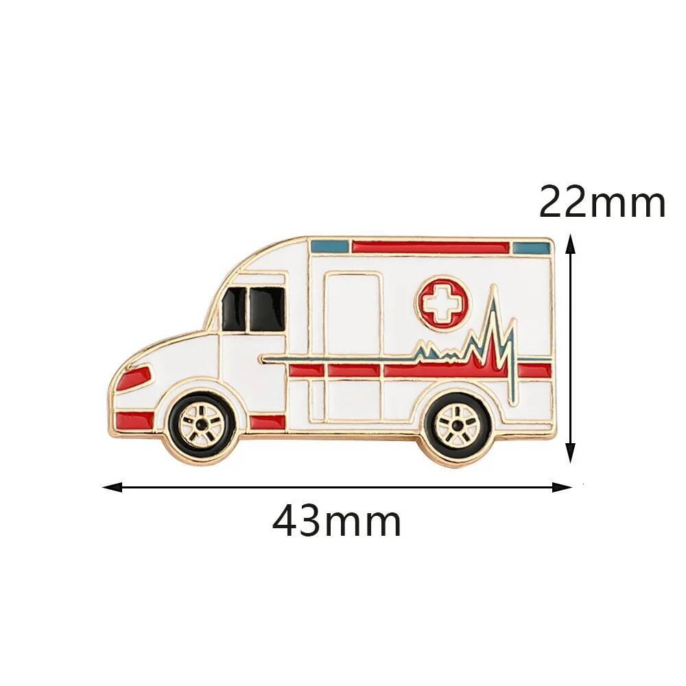 Hot Creative Ambulance Metal Brooch All Match Enamel Badge Jewelry for Friend Hat Backpack Clothing Accessories