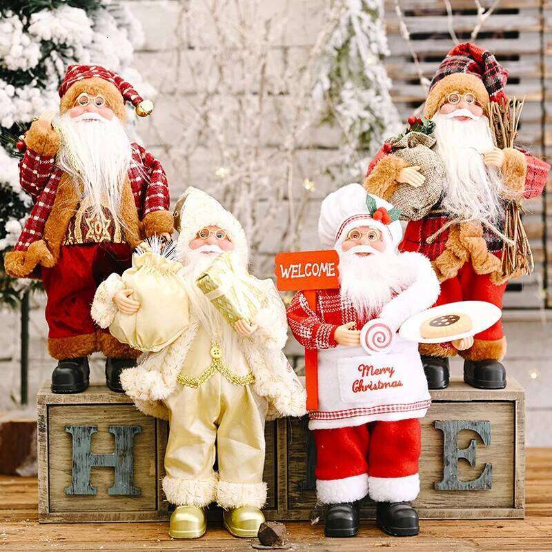 2025 Giant 30cm Christmas Santa Claus Plush Doll Decoration Navidad Party Decor Outdoor Garden Home Xmas Ornaments New Year Gift