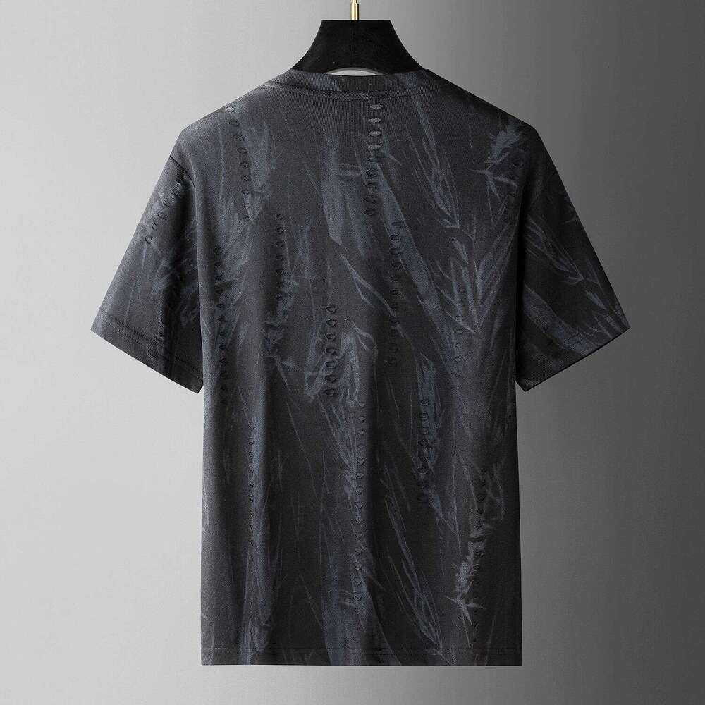 European style light luxury T-shirt with embossed lettering design, luxury new summer versatile fashion trendy slim-fit short sleeve