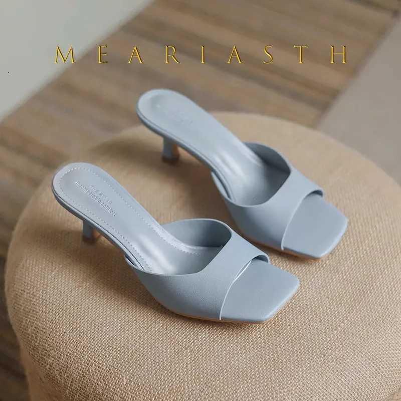 2025 new Summer Square Head open toe High Heel Womens Slippers pu Leather Prom Shoes Series Fine Heel Sandals Ladies Slippers Z260330