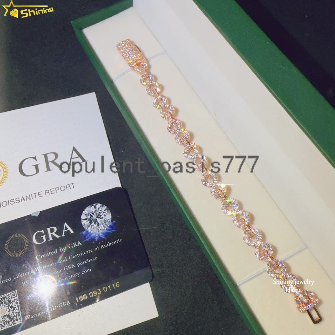 High Quality VVS Moissanite Diamond Sterling Silver 925 8mm Moissanite Hip Hop Mosaic Setting Iced Out Cuban Link Chain Bracelet
