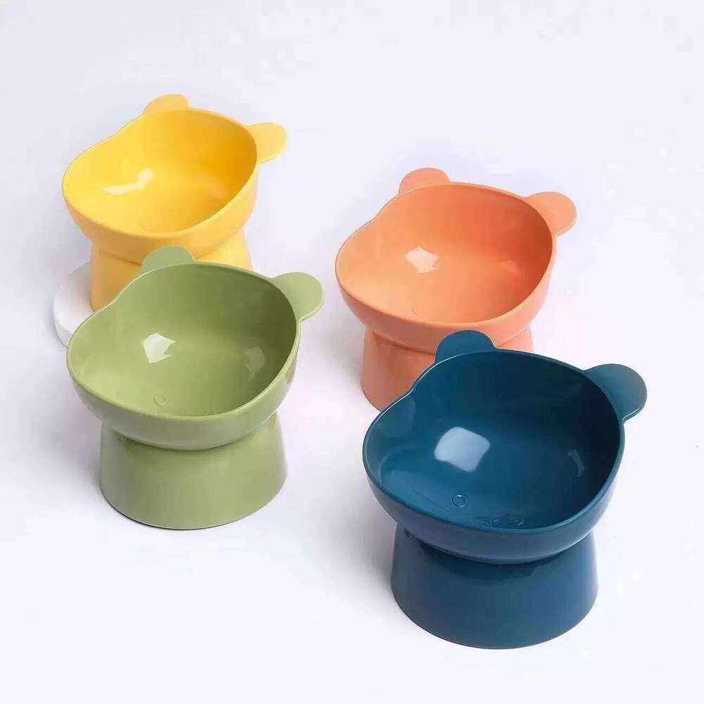 1pc dog neck protection, food tilted high footed cat bowl, cartoon anti spill pet bowl 26W0330