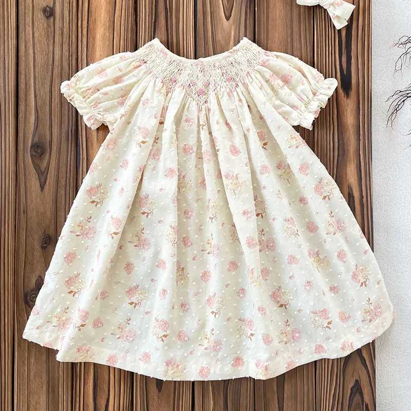 2025 New Summer Sister Clothing 1-6Yrs Kids Princess Dresses Short Sleeved Cotton Print Baby Girl Birthday Party Wedding DressT260330