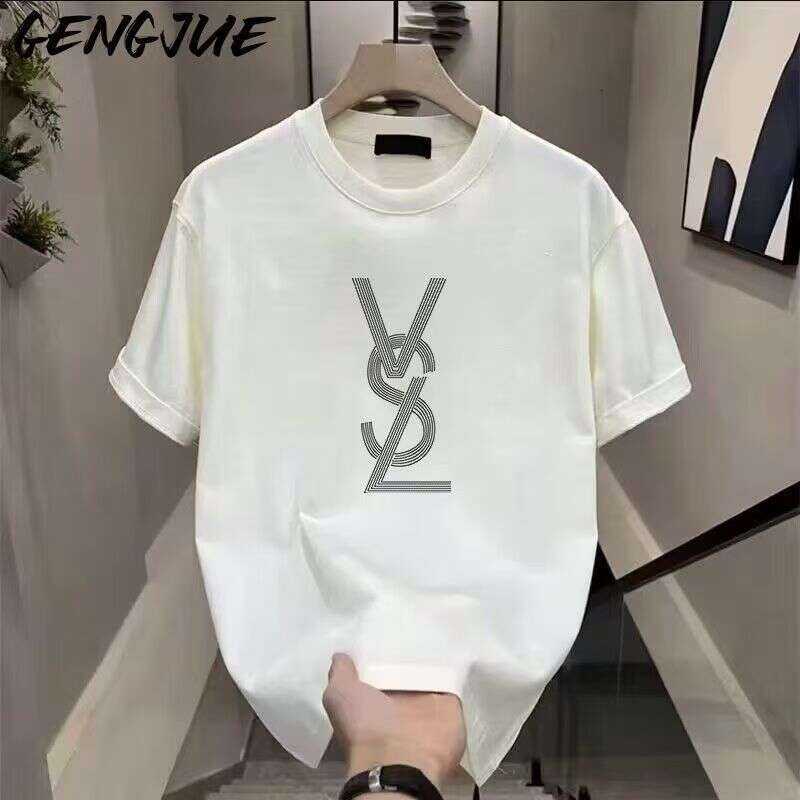 230g long-staple cotton men's short-sleeve T-shirt, heavyweight high-end fashion trendy brand, loose fit, round neck tee