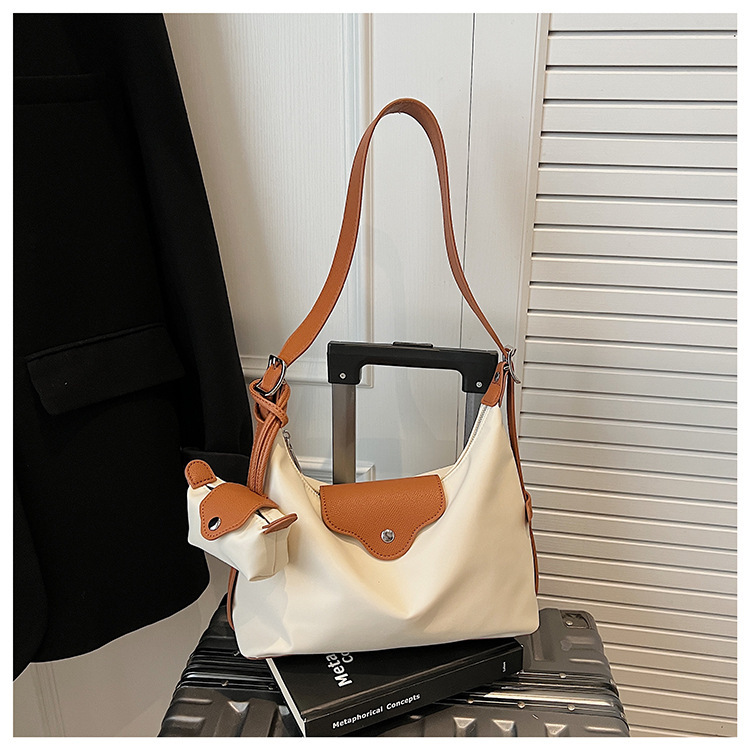 Free Shipping High Value Hobo Bag for Women Nylon Shoulder Bag with Leather Trim Mini Pouch