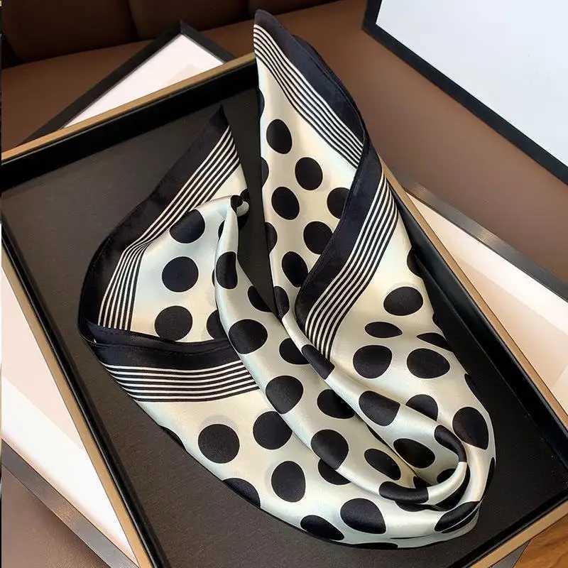 Luxury Square Scarf Women 2025 Dot Print Small Bandana Hair Headscarf Ladies Neckscarf Soft Satin Scarves Shawls Wraps Z260330