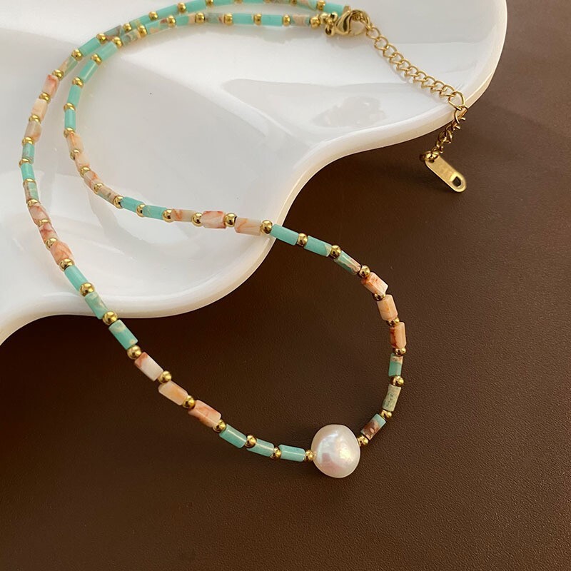 Designer luxury Natural Baroque Beaded Necklace for Women, Unique Ins Style Gold Sun Amethyst, Niche Dopamine Fashion Collarbone Chain
