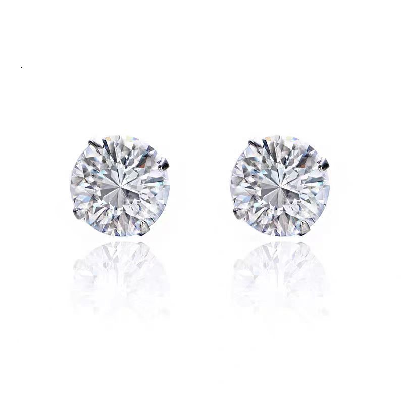 S925 Four-Prong Super Sparkling Zircon Simple Elegant Niche Versatile High-End Anti-Allergy Women's Exquisite Earrings