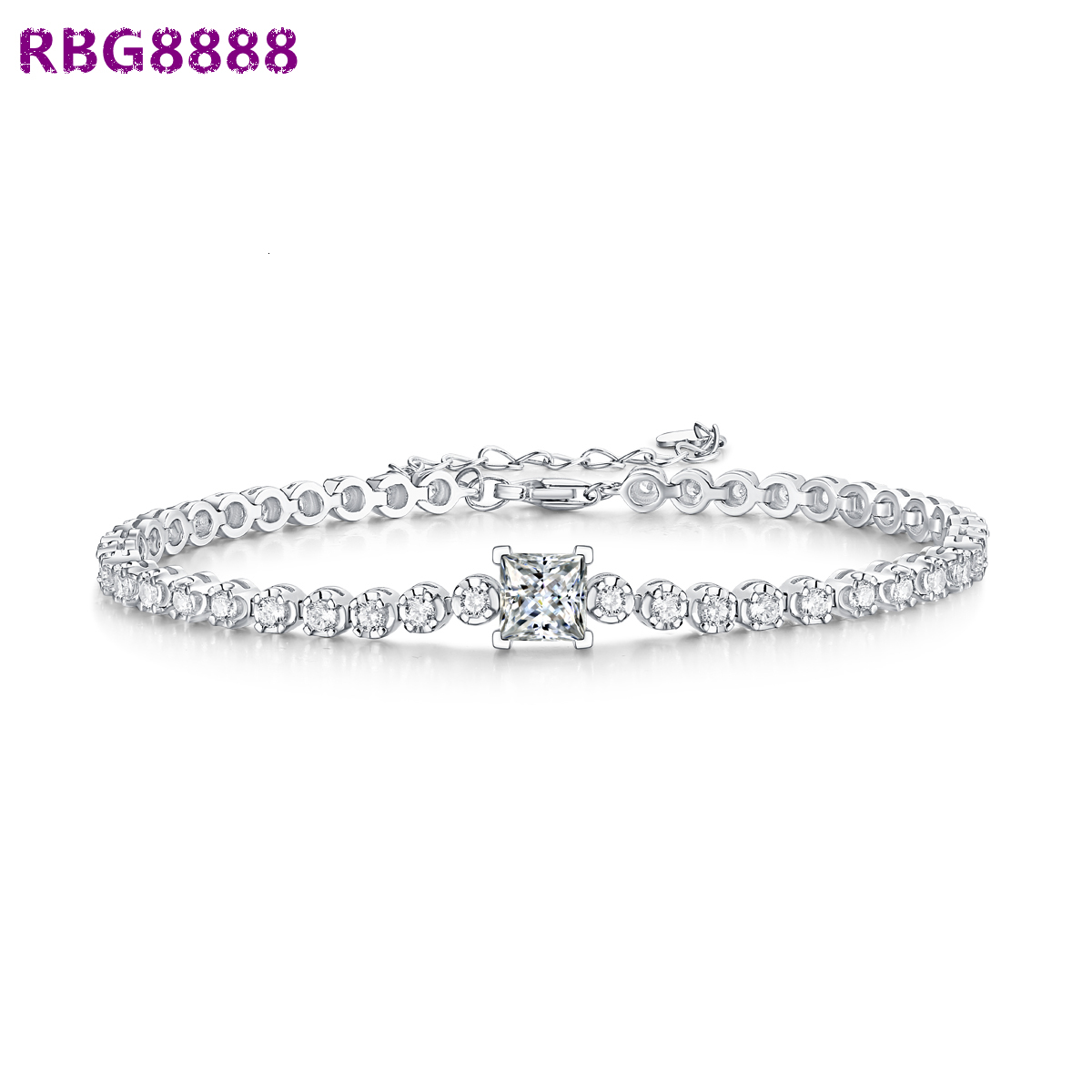 Wholesale Trendy Luxury Jewelry Moissanite Diamond Chain Tennis Bracelet 925 Sterling Silver Fine Jewelry Bracelets