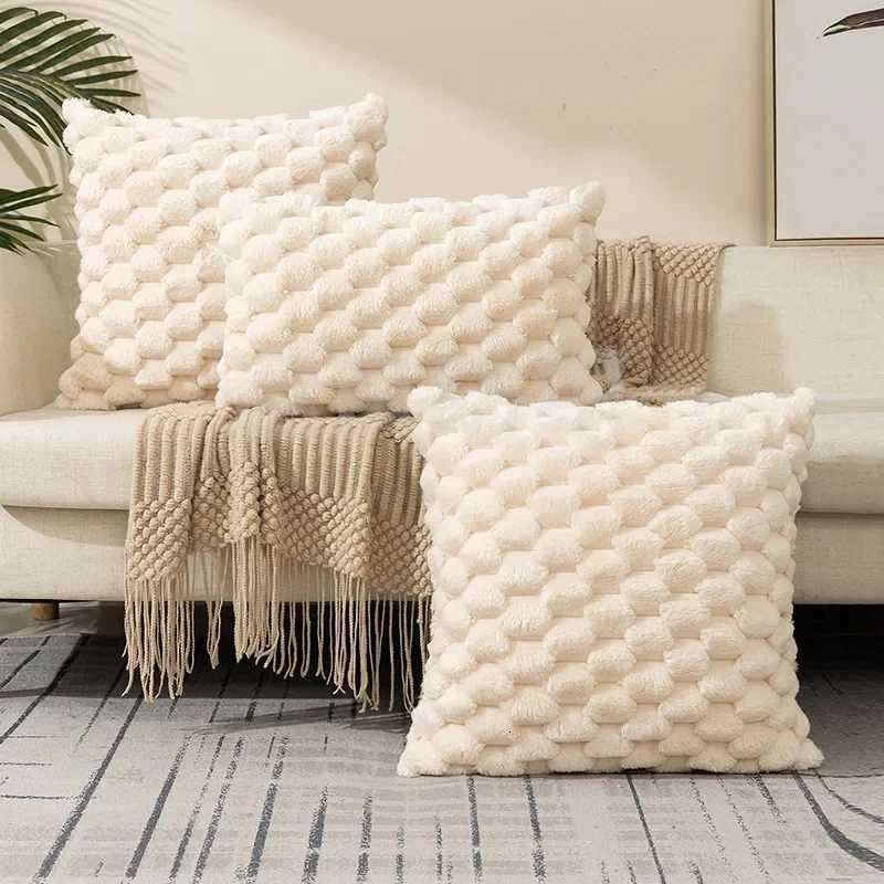Woven Snowflake Velvet Solid Color Pillow Cover Pillowcase Soft Comfortable Waist Cushion Cover for Living Room Sofa Home Decor H260330 - view 6