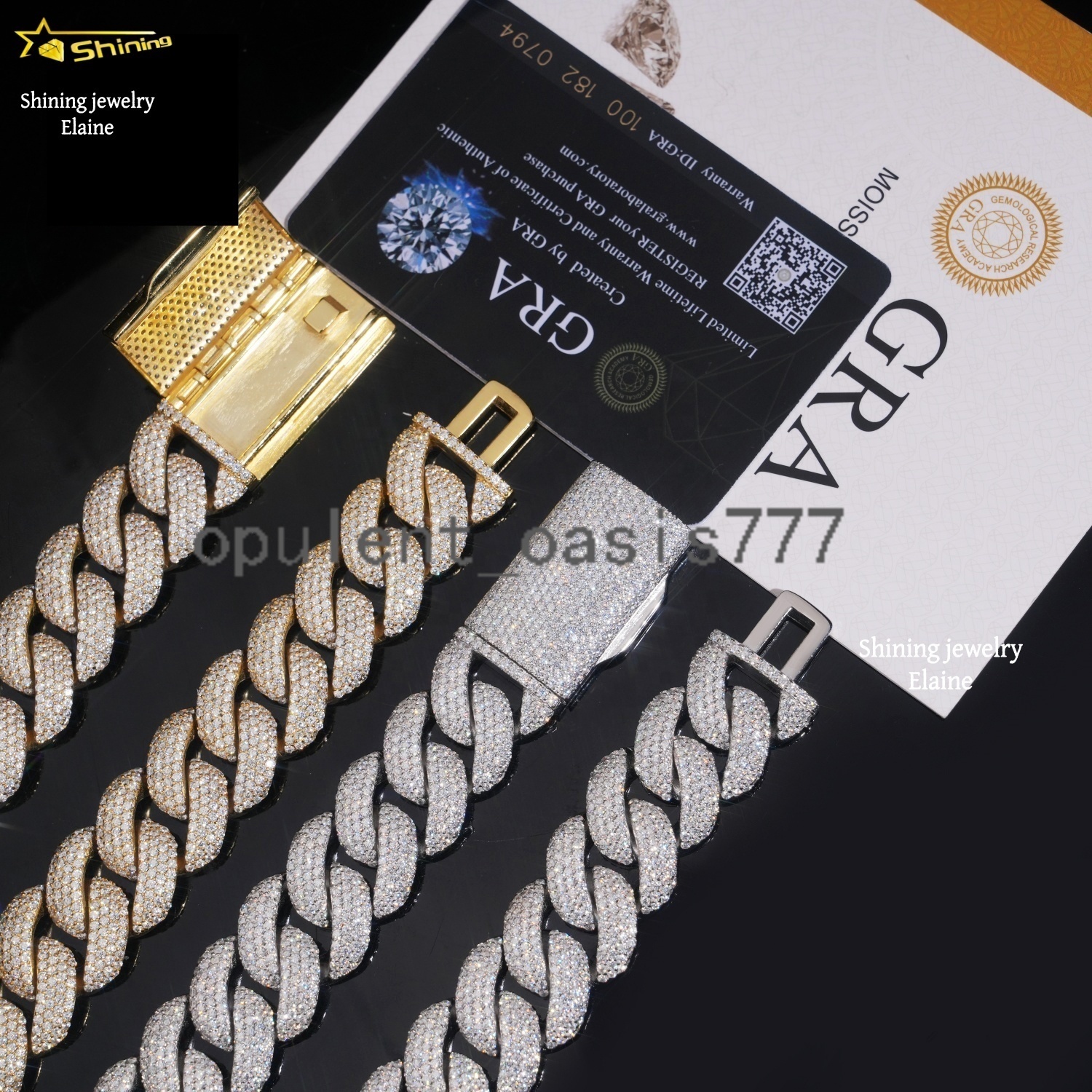 Fashion Jewelry Iced Out Custom Moissanite 20MM D Color VVS Moissanite Diamond 925 Sterling Silver Cuban Link Chain Necklace