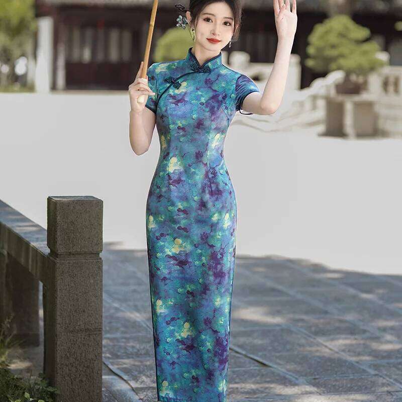 Cheongsam Dresses 5Xl 4Xl Chinese Summer Hot Innovative Long Elegant Modern Femme Clothes Women Big Plus Size Floral Style Qipao MAKOUFEI