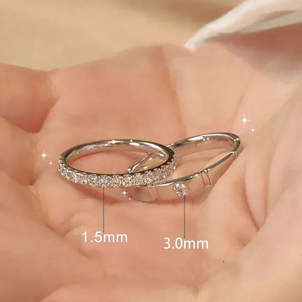 15/m Full Diamond Couple Ring Certified 100 925 Sterling Silver Engagement Ring Set Band For Women Men 260324