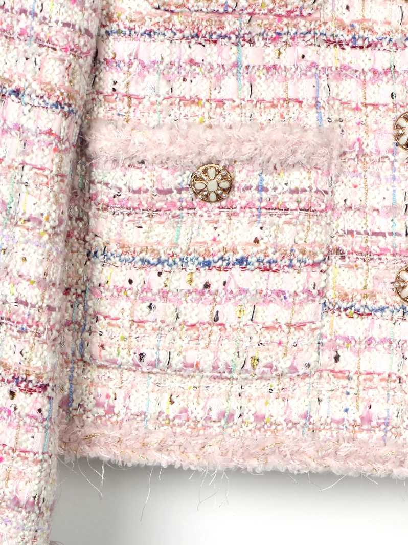 2025 New Style Fashionable Elegant High Luxury Customized Socialite Cherry Blossom Romantic Tweed Braided JacketT260328