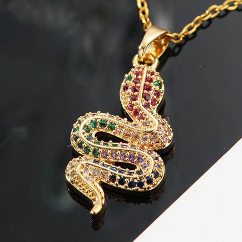 INS Designer Necklace Fashionable Snake Leopard Gold Plated Collar Necklace for Women Panther Animal World Zircon Diamond Clavicle Chain Necklace Jewe