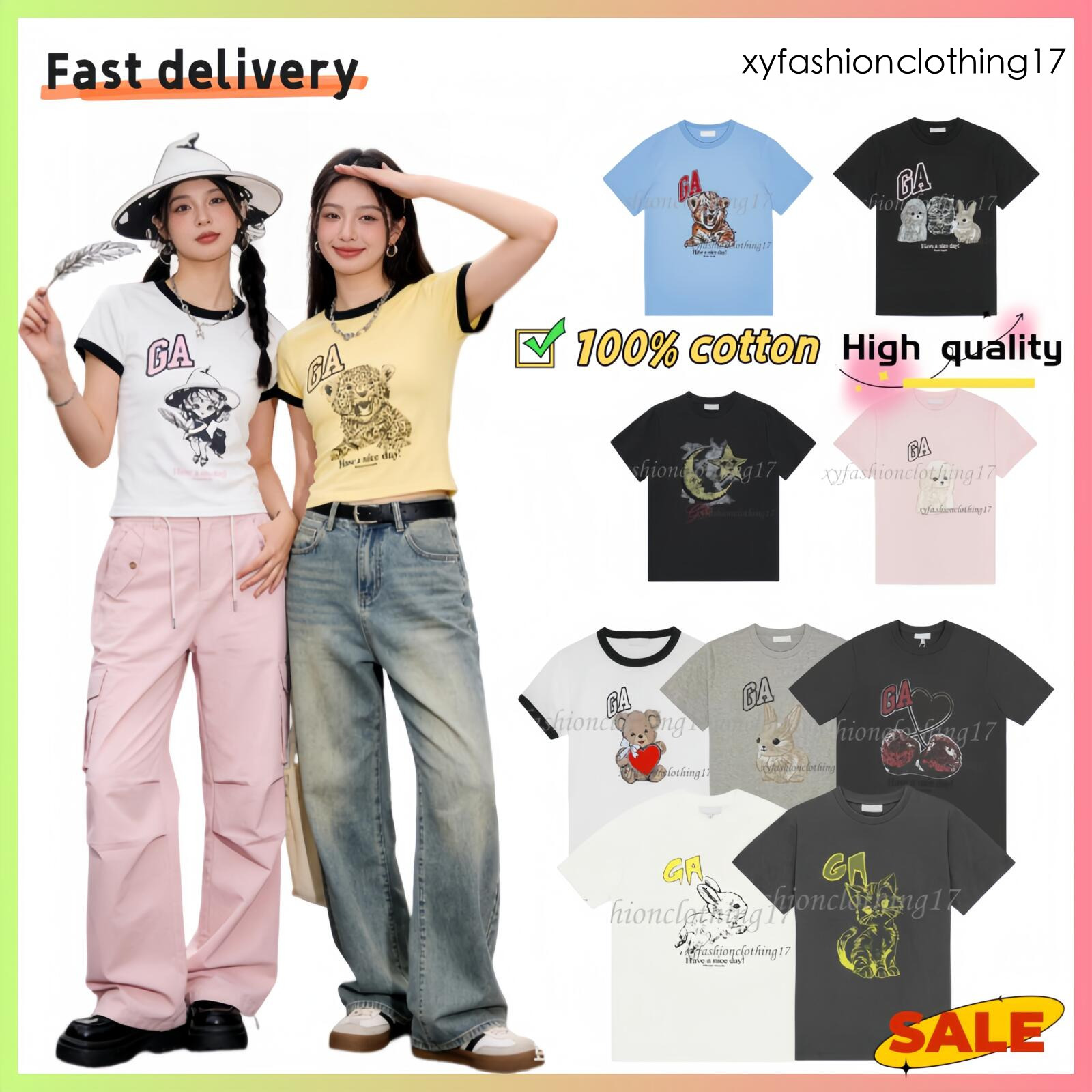 2025ss Women New Designer Cotton Tees Fashion Pullover tshirt T Shirts Short Sleeved Summer T-shirts Printed Tops a4 cc