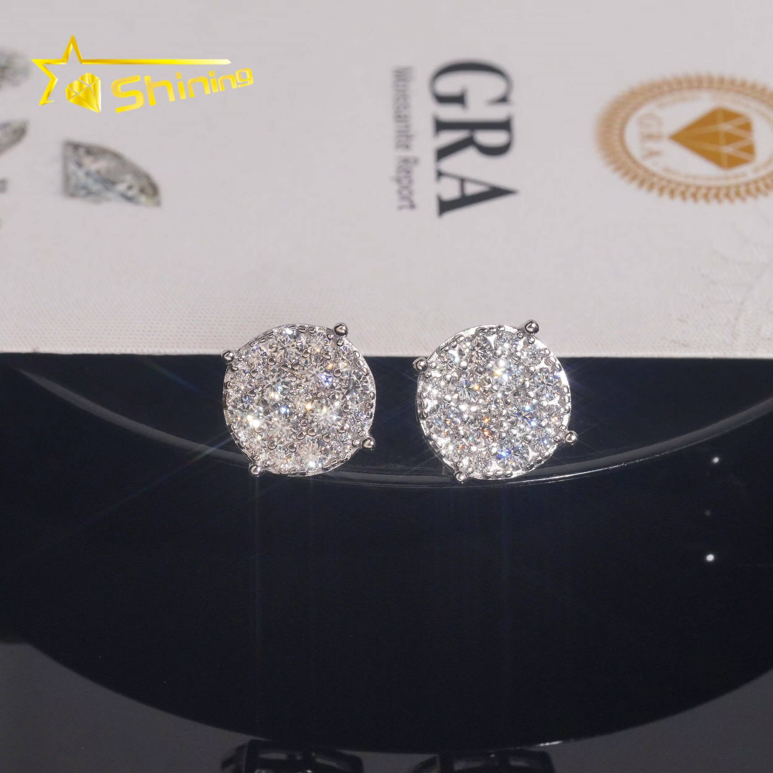 USA Warehouse Fast Shipping Sterling Silver 925 Iced Out VVS Moissanite Lb Diamond Fine Jewelry Stud Earrings