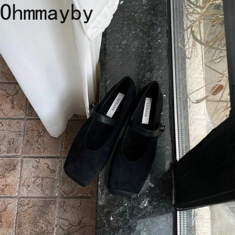 Vintage Slip On Women Mary Jane Shoes Fashion Square Toe Shoes 2026 Spring Casual Dress Ballet Flats hoes 260323