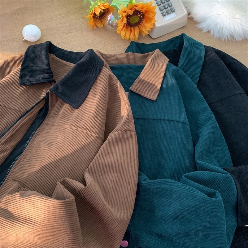 2026 Autumn Corduroy Cargo Jacket For Men Bomber Jacket Windbreakers Zipper Coats Loose Cargo Outwear Casual Jacket Mens Clothes 260327