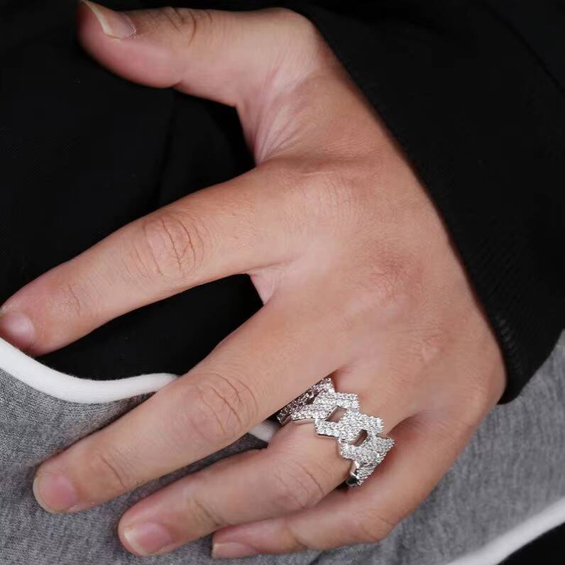 Men's Diamond Hip Hop Ring 10K Gold Full VVS Moissanite Hip Hop Ring Men's Style