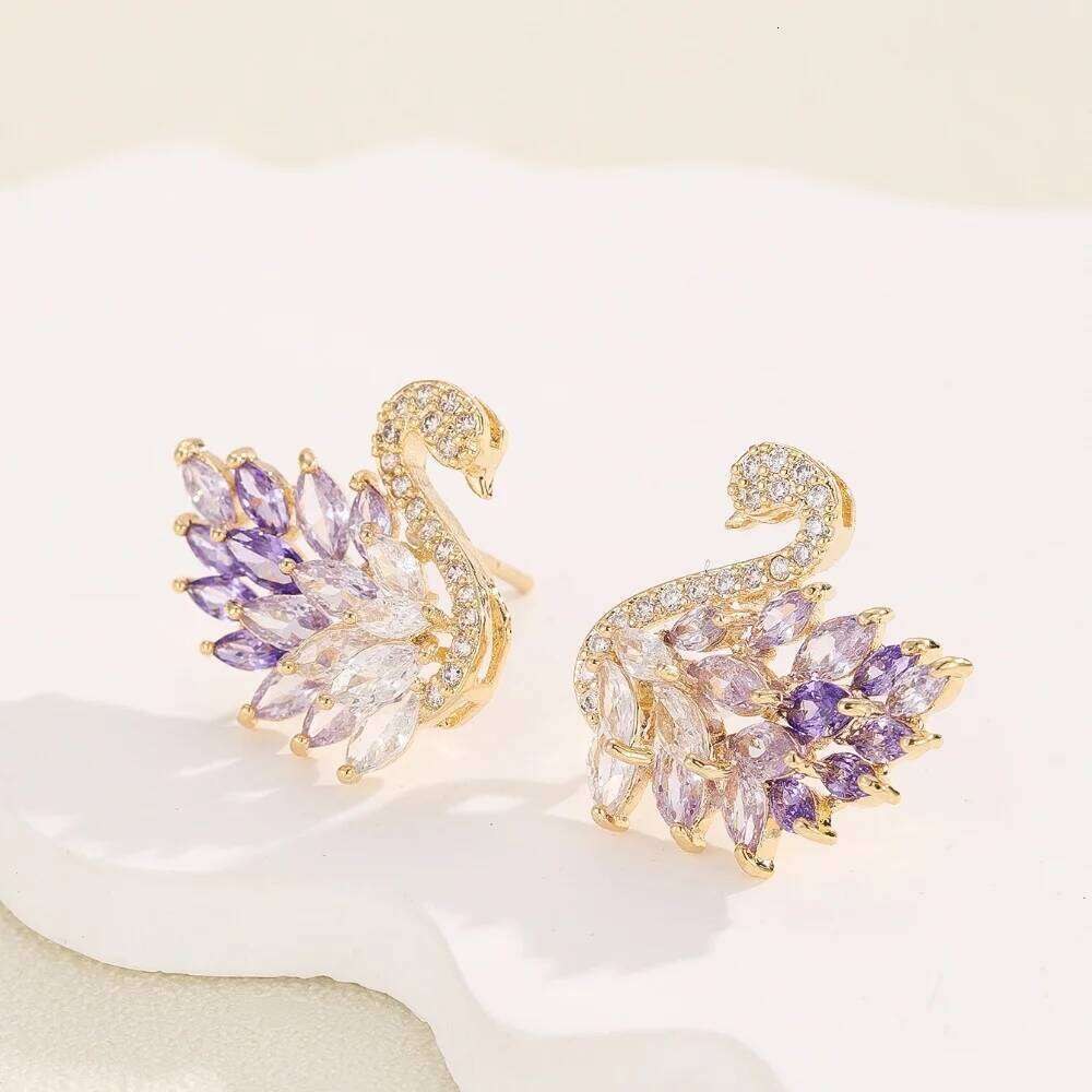 Jewelry Earrings Swan Colored Micro Paved Stud Earrings Goddess Style Cubic Zirconia Crystal Hypoallergenic Cluster Stud Earrings Fashion Everyday Jew