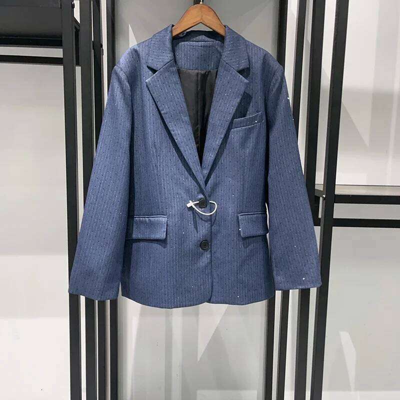Diamond Embellished Women's Stripes Clothing Single-Breasted Blazer Coat Sleeveless Vest Outwear , Shorts Skirt Or Suit Pants Mdng260330
