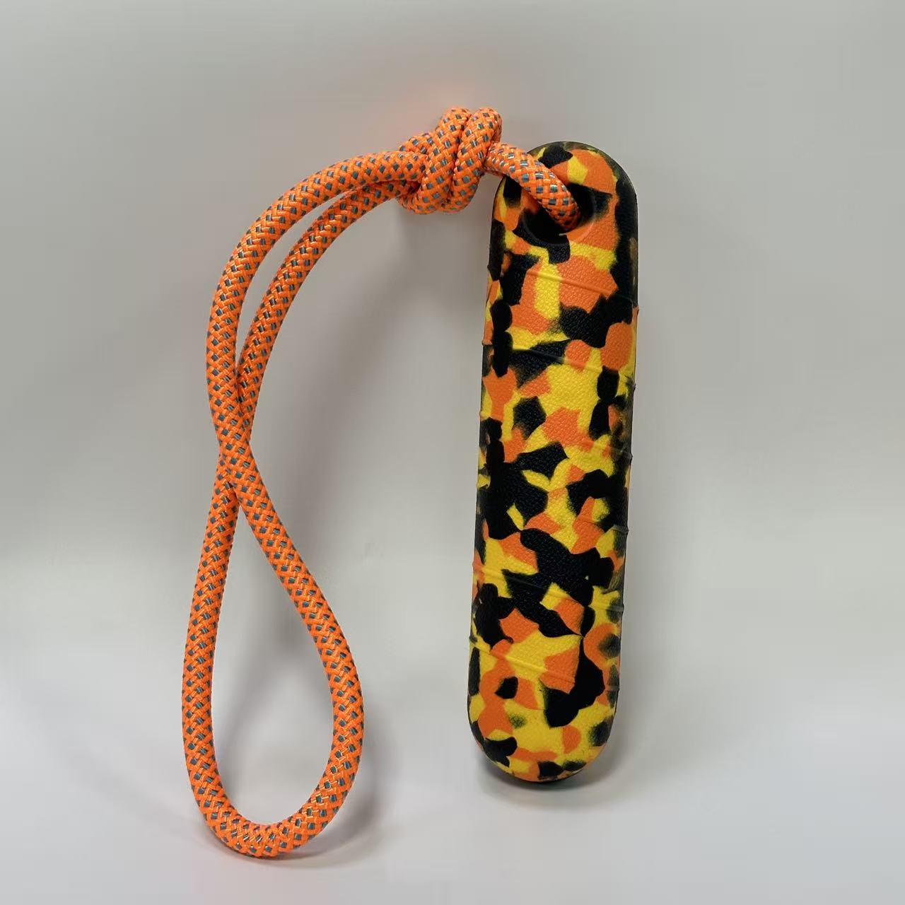 Camouflage Ham Dog Chew Stick with Rope, Durable Teething Toy for Small Medium Large Breeds