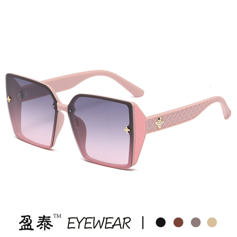Luxury Brand Designer Sunglasses Four-Leaf Clover Luxury Shiny Sunglasses For Women, Trendy Tiktok Style, Large Frame Sunglasses, Fashionable Light Lu