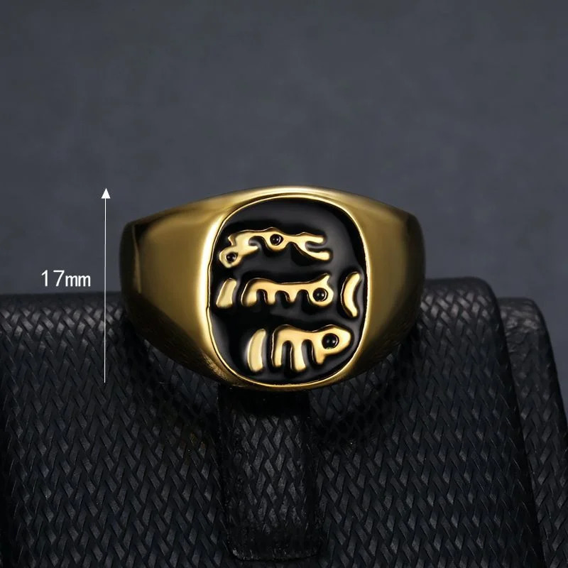 Stainless Steel Ancient Secret Language Letter Hip Hop Rings for Men Women Couple Friends Gift Fashion Jewelry 260324