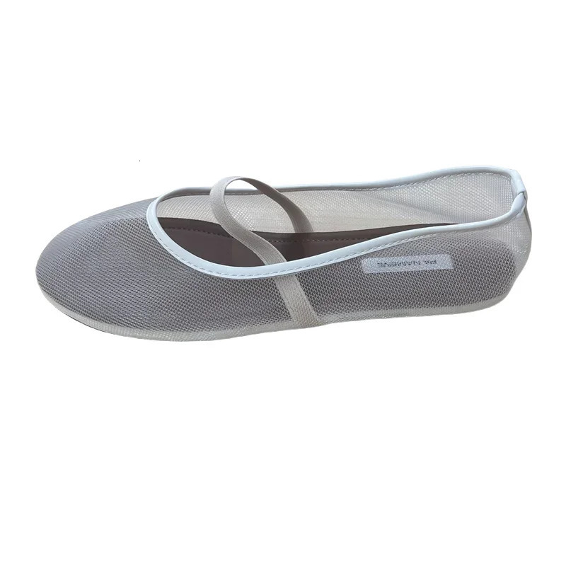 Autumn Women Mesh Fabric Ballet Flat Shoes Fashion Shallow Elastic Band Ladies Comfort Soft Sole Mary Jane Shoes 260323