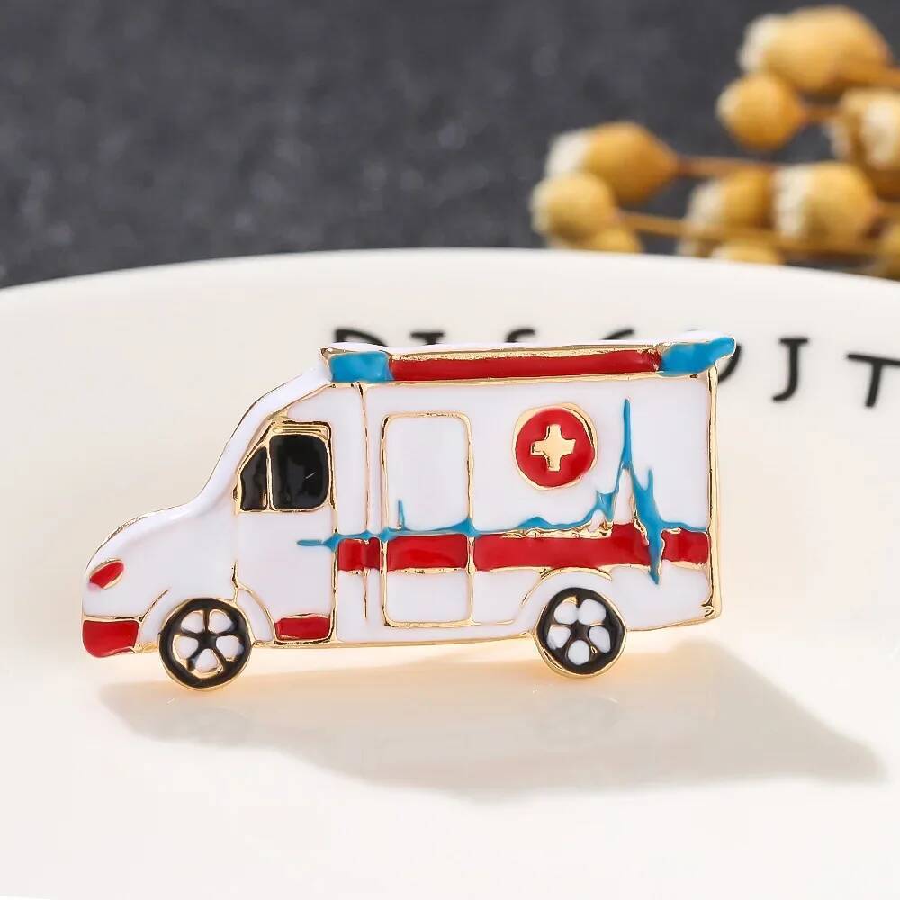 Hot Creative Ambulance Metal Brooch All Match Enamel Badge Jewelry for Friend Hat Backpack Clothing Accessories