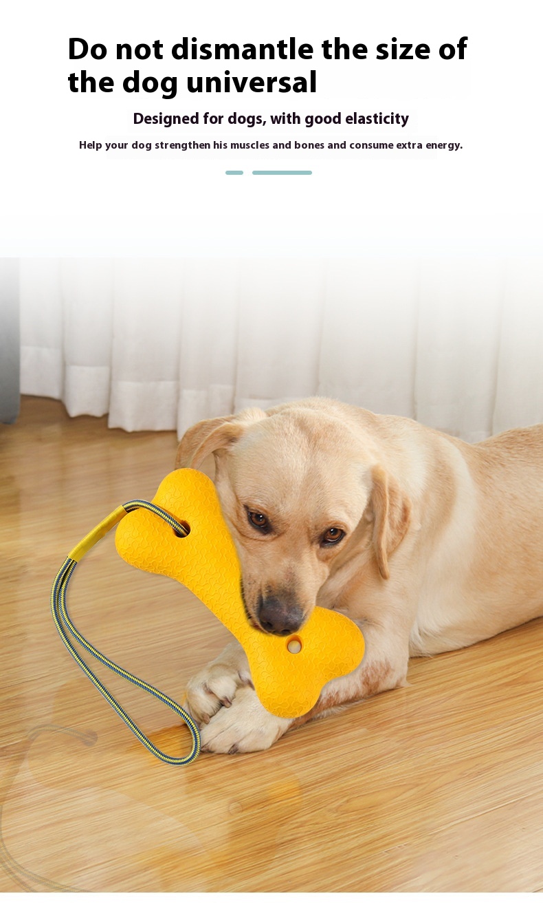 Extra Large Solid Color Dog Bone with Rope, Bite-Resistant Dental Care Toy for Large Breeds