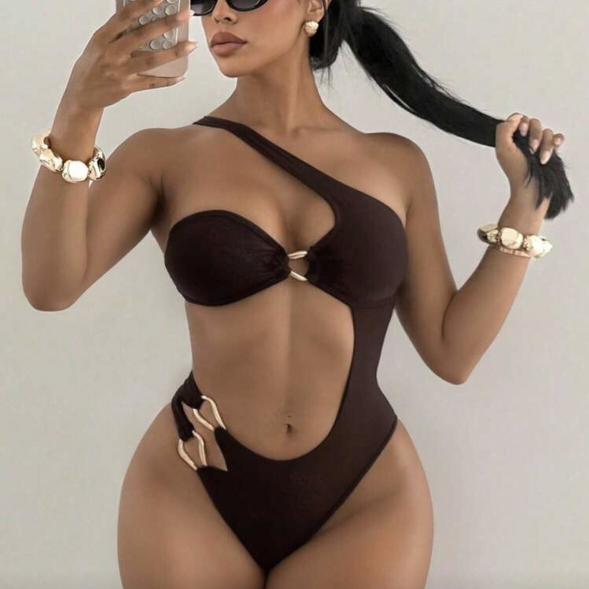 Free Shipping High Value 2026 European and American new style one-piece strapless bikini solid color sexy backless cross-border swimwear