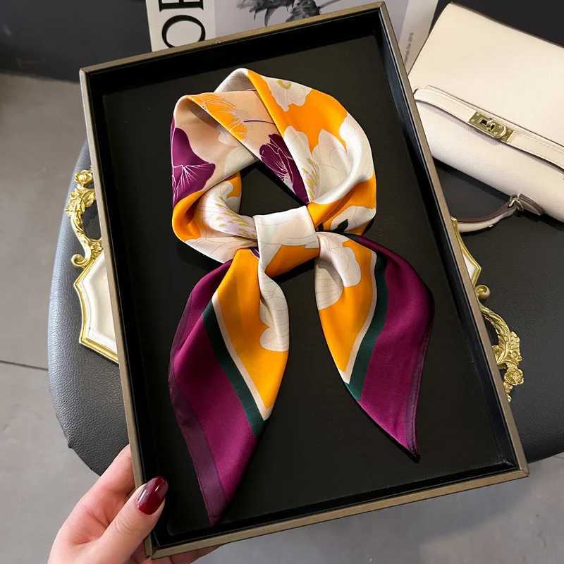 New Spring Fashion 70cm Silk Scarf Women Silk Feeling Shawl Satin Hijab Fashionable Wraps Hair Bands Ribbon Headband Bandann Z260330