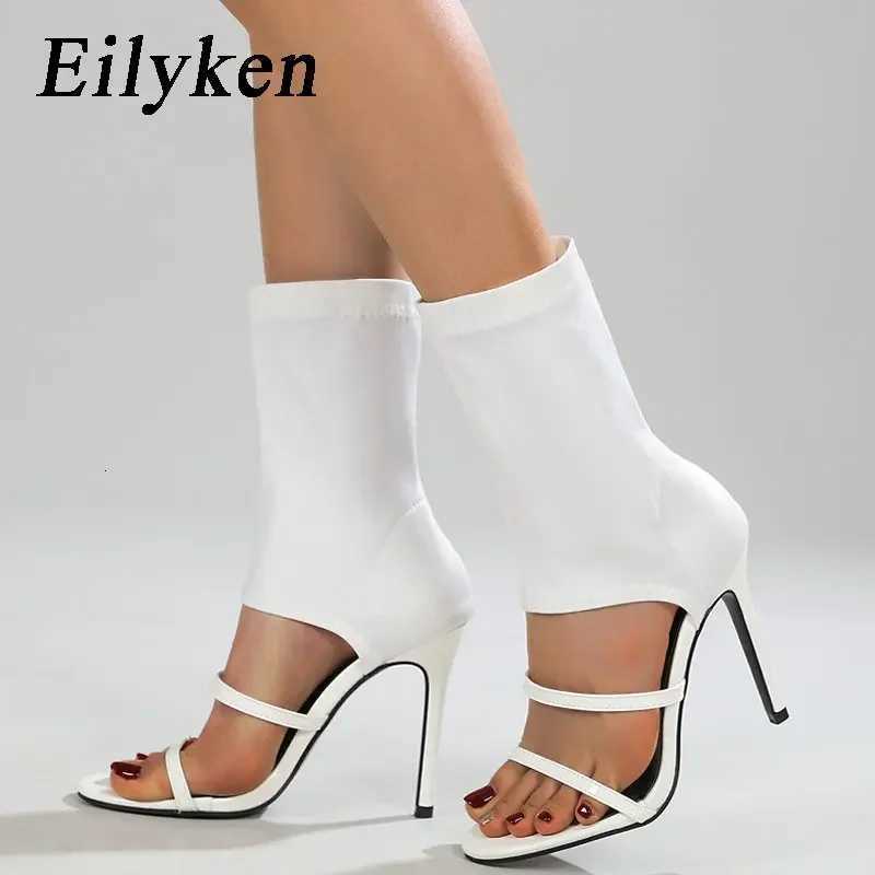 Eilyken Sexy Spring Autumn Stretch Boots High Heels Women Sandals Fashion Peep Toe Ankle Strap Hollow Pumps Pole Dancing Shoes Z260330