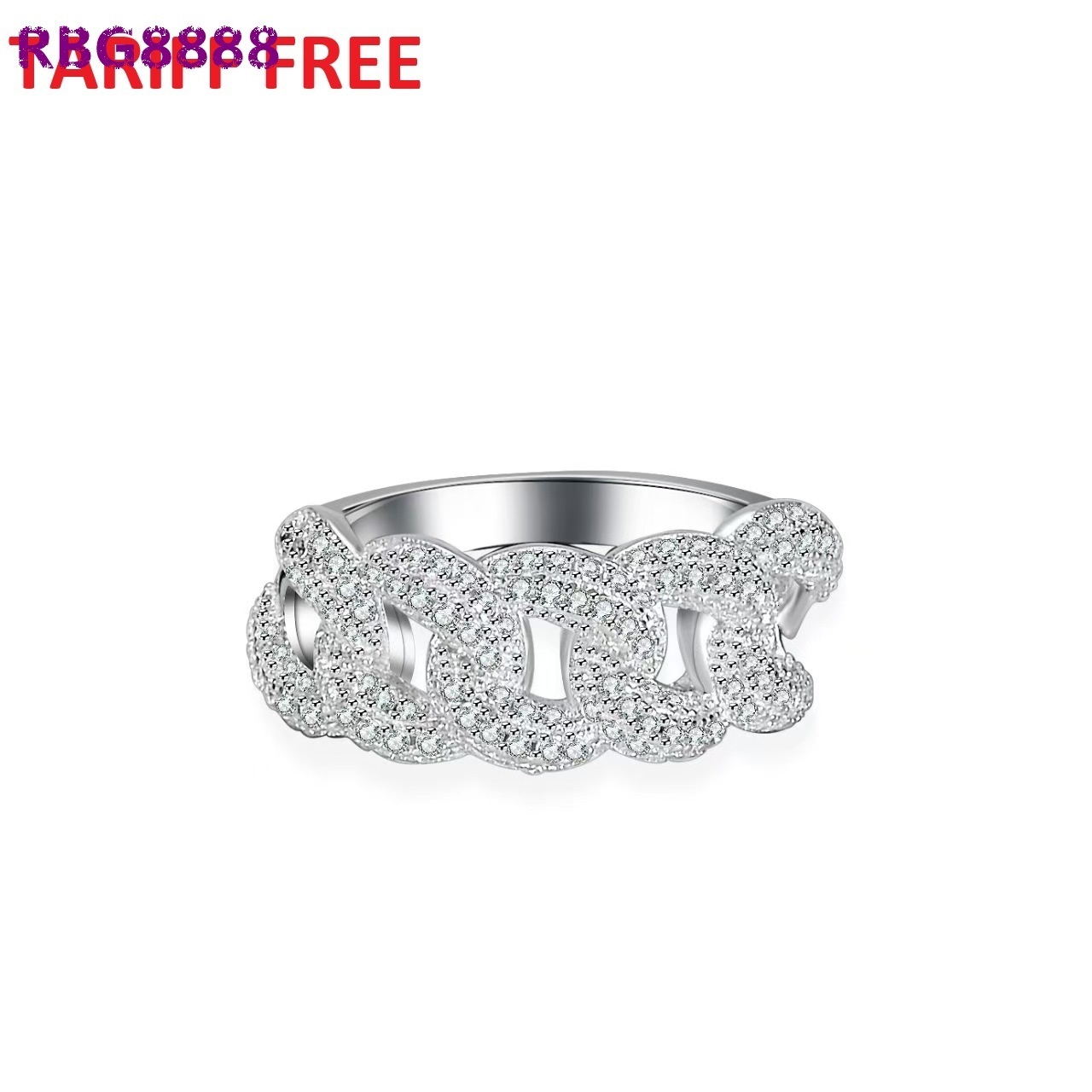 Hip Hop Fashion Mossanite Ring Fine Jewelry 925 Sterling Silver Ring VVS Moissanite Diamond Cuban Ring for Men Women