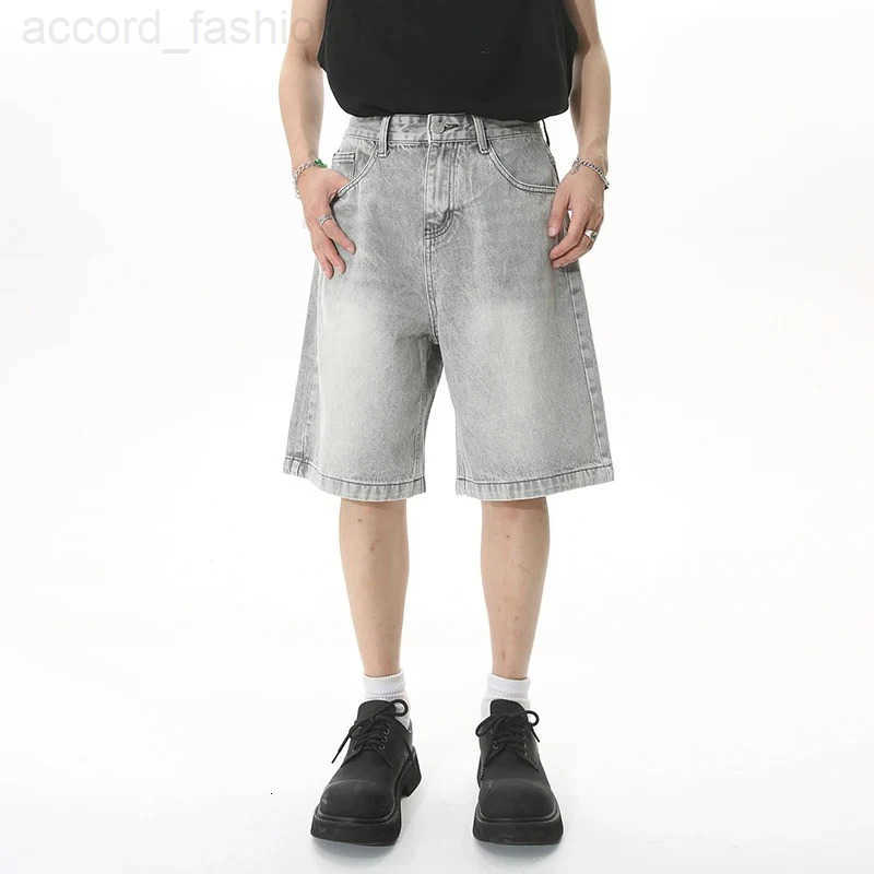 Men Designer Brand Casual Shorts Male Baggy Streetwear Knee Lenght Denim Short Pants Summer Fashion Daily Wide Leg Short Jeans H260330