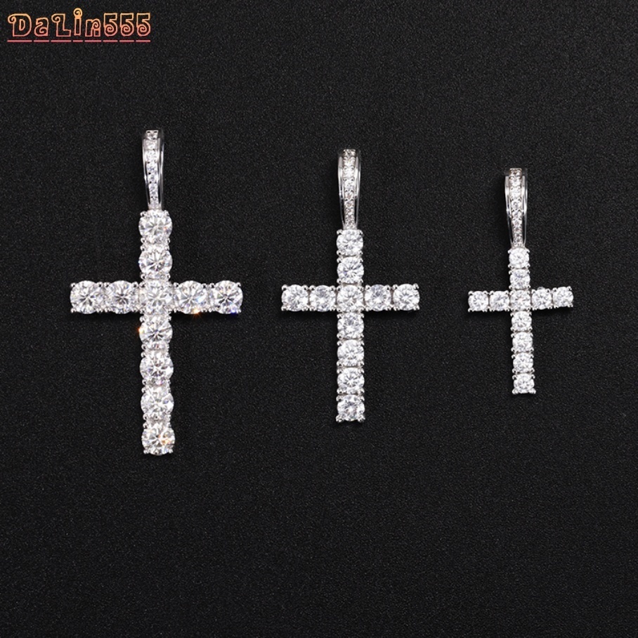 Hot-sale VVS Diamond Cross Pendant D GRA Moissanite S925 Silver Gold Plate Custom Pendant for Cuban Necklace