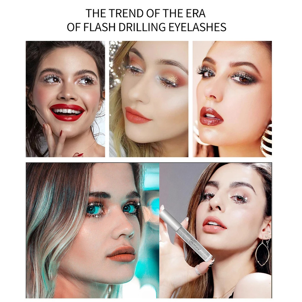 Diamond Glitter Mascara Fast Dry Eyelashes Curling Makeup Waterproof Longlasting Lengthens Eye Lash Black 4D 260316