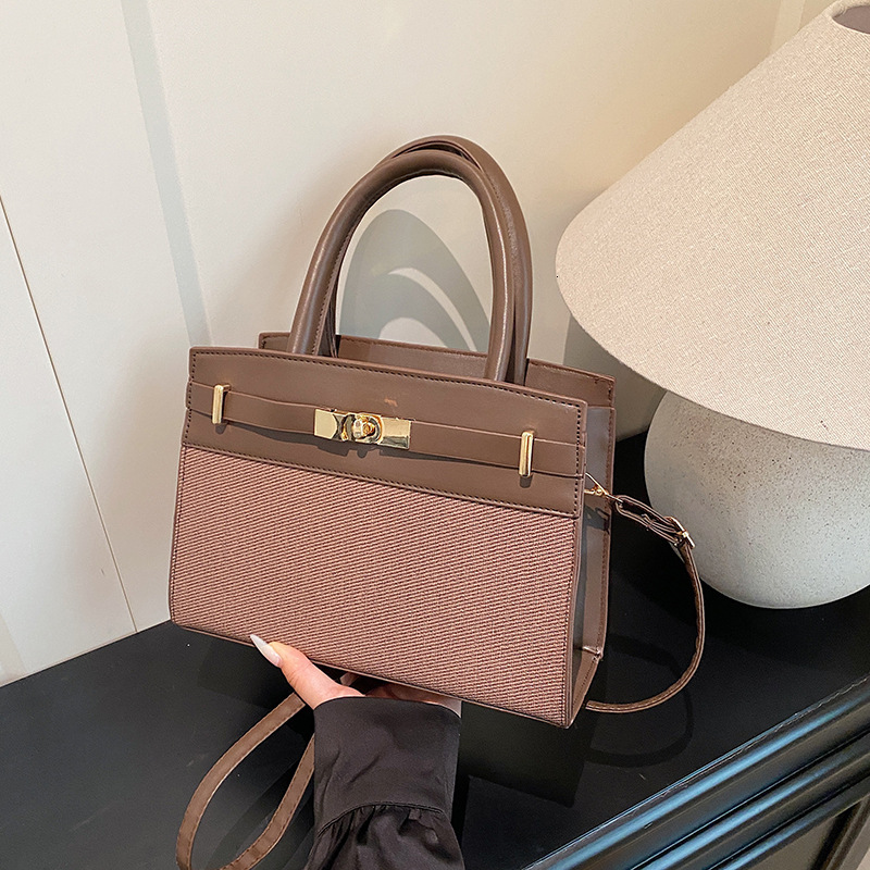 Free Shipping High Value 2026 New Women's Color-Block Handbag, Fashionable High-Quality, Cross-Border Shoulder and Crossbody Commuting Small Squa